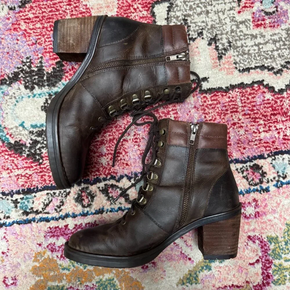 Born Descent Brown Leather Hiker Bootie Womens size 8.5 - Picture 4 of 6